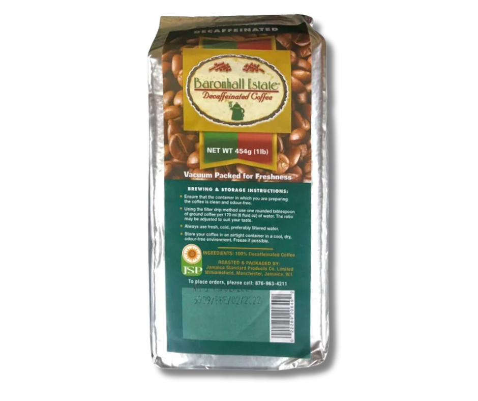 Baronhall Estate Jamaican Gourmet Decaf Ground Coffee 16oz (FREE SHIPPING FROM JAMAICA)