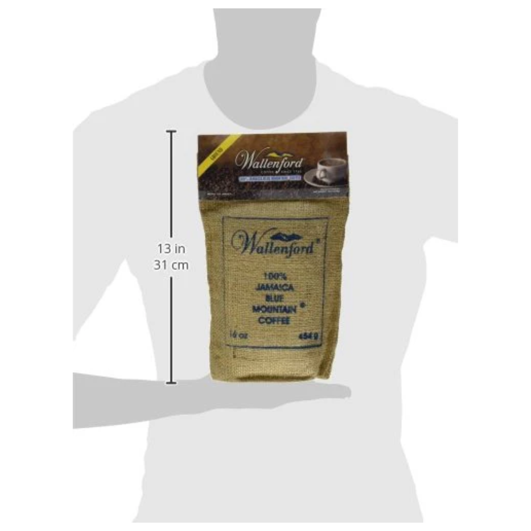 Wallenford 100% Jamaica Blue Mountain Coffee Roasted and Ground Coffee 16oz (FREE SHIPPING FROM JAMAICA)