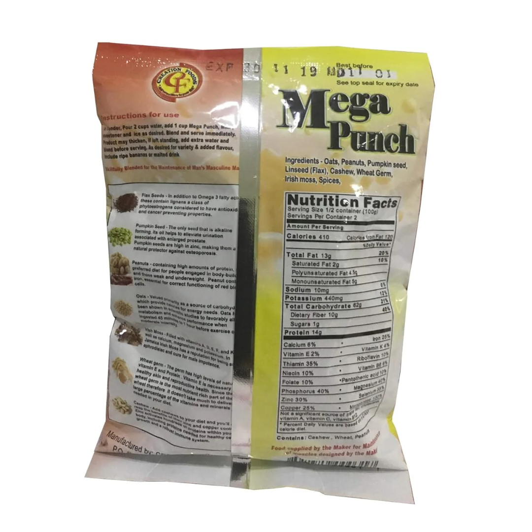 Mega Punch Jamaica's Finest Breakfast and Sports Men's Health Drink by Creation Foods (150 Grams)