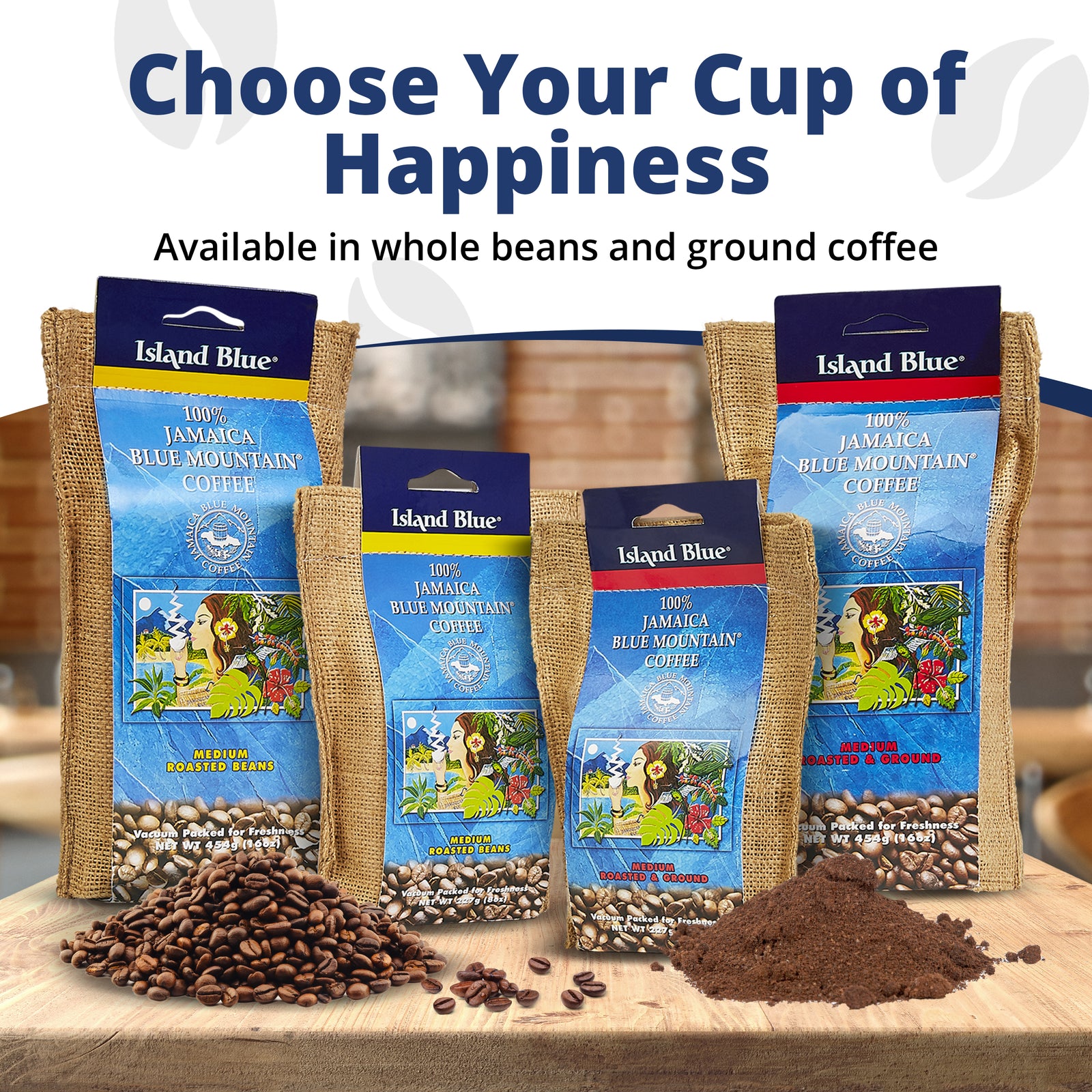 Island Blue 100% Jamaica Blue Mountain Coffee Grounds 16oz (FREE SHIPPING FROM JAMAICA)
