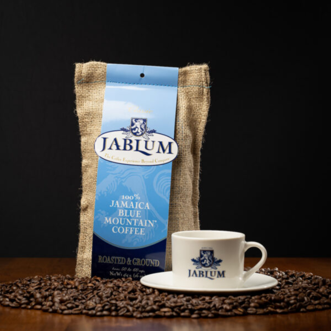 Jablum Jamaica Blue Mountain Coffee Grounds 16oz, Pack of 2 (FREE SHIPPING FROM JAMAICA)