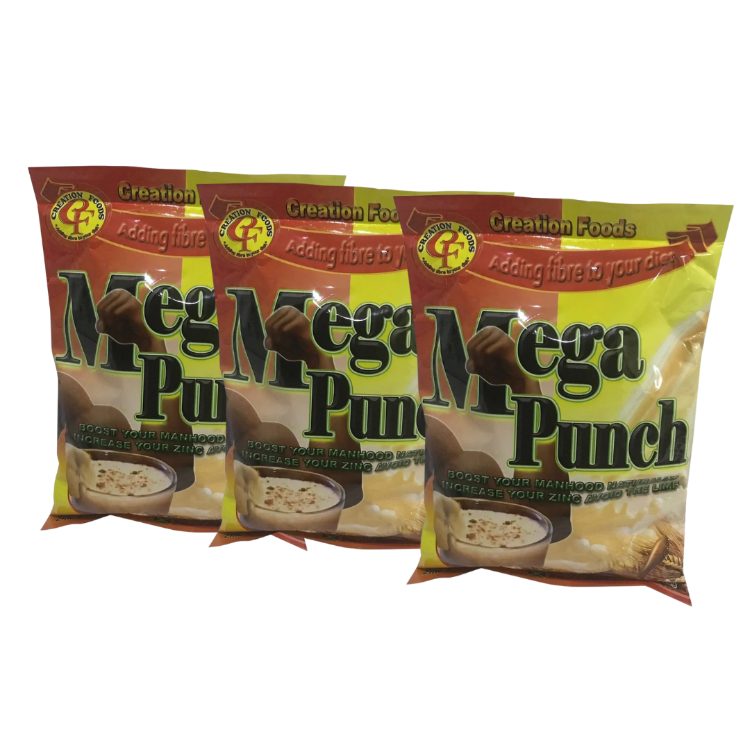 Mega Punch Jamaica's Finest Breakfast and Sports Men's Health Drink by Creation Foods (150 Grams) (3 Pack)