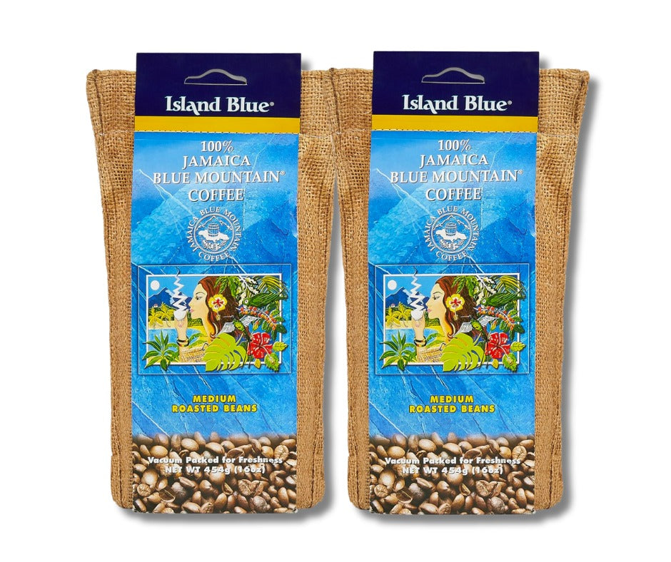 Island Blue Medium Roasted Beans Coffee 16oz Pack of 2 (FREE SHIPPING FROM JAMAICA)