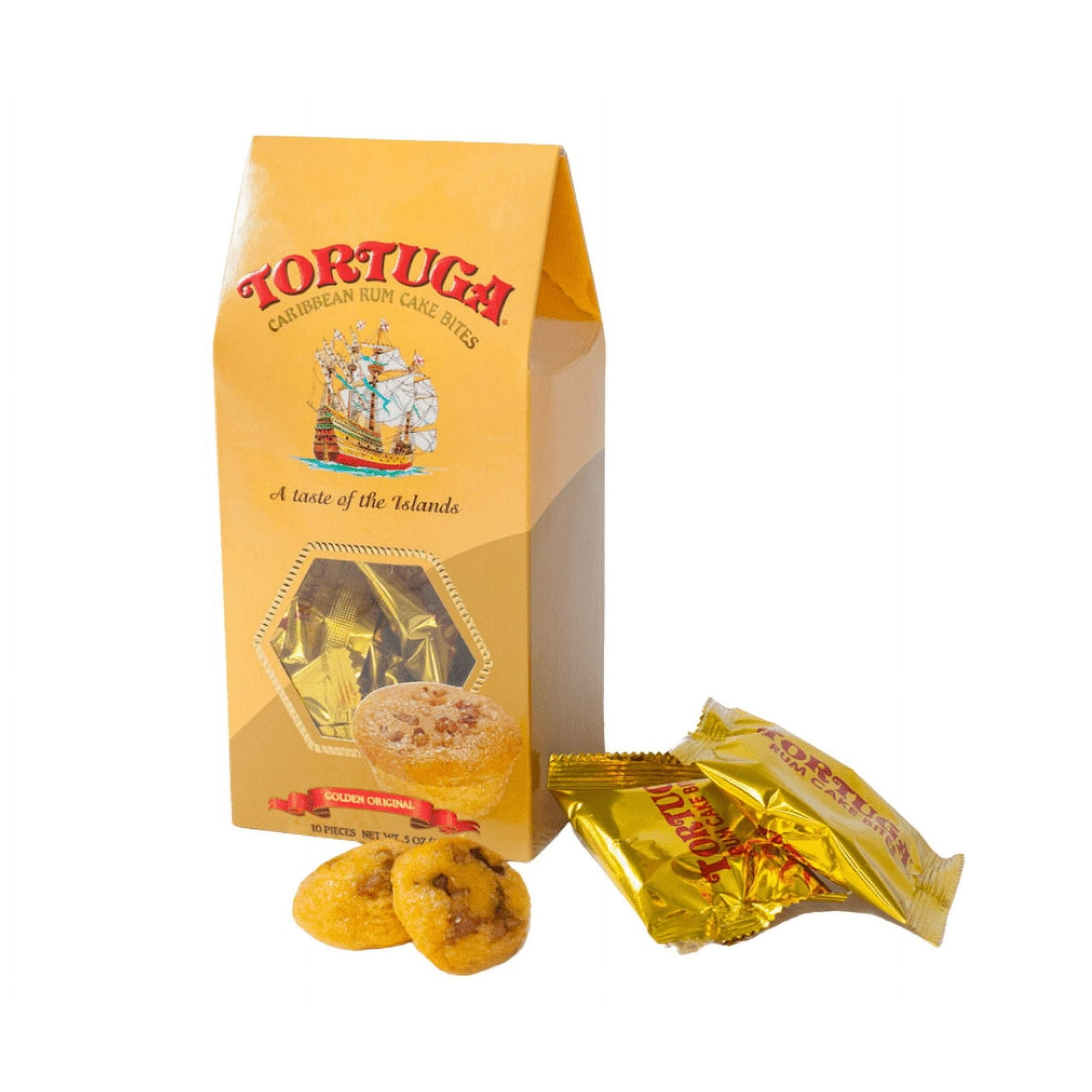 Tortuga Golden Original Rum Cake Bites with Walnuts (10 Pieces)