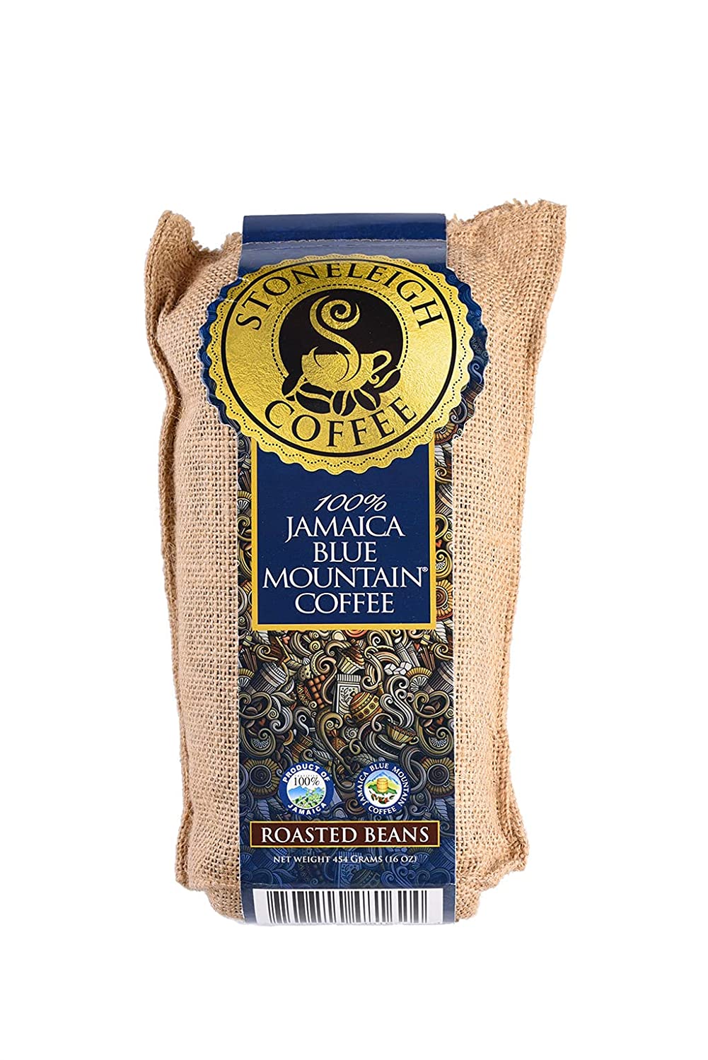 Stoneleigh Coffee Premium 100% Jamaican Blue Mountain Roasted Beans 16oz (FREE SHIPPING FROM JAMAICA)