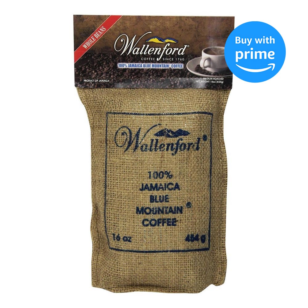 Wallenford Roasted Whole Bean 100% Jamaica Blue Mountain Coffee 16oz (FREE SHIPPING FROM JAMAICA)
