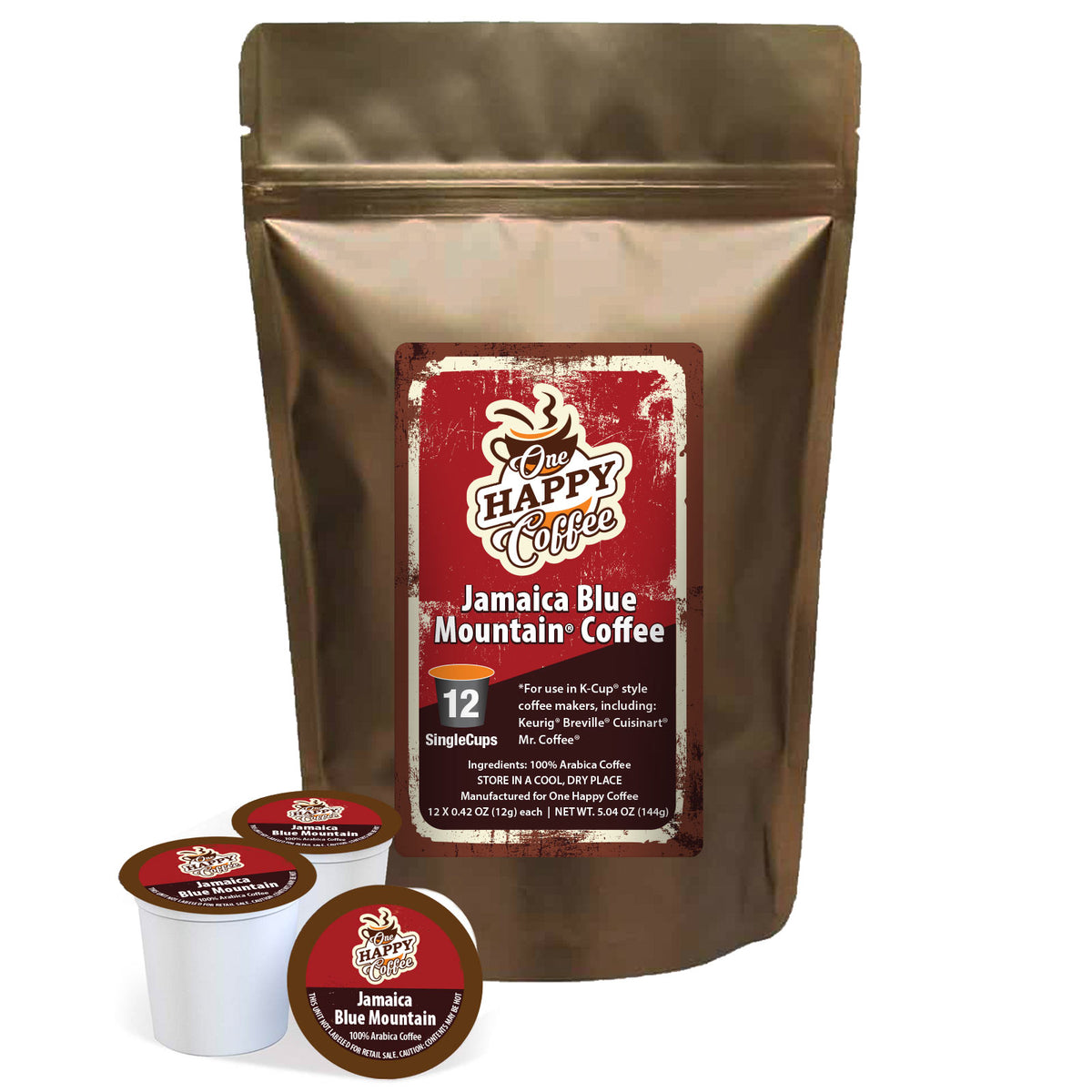 One Happy Coffee Jamaica Blue Mountain Coffee K-Cup Pods, 12 Count