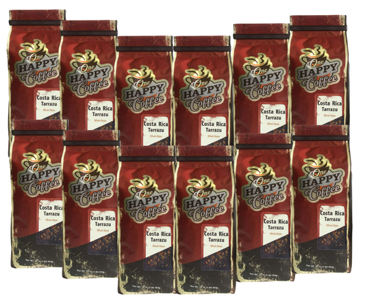One Happy Coffee Costa Rica Tarrazu whole bean coffee, 12 x 16oz bags