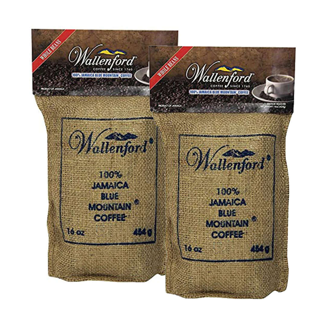 Wallenford Roasted Whole Bean 100% Jamaica Blue Mountain Coffee 16oz (FREE SHIPPING FROM JAMAICA)