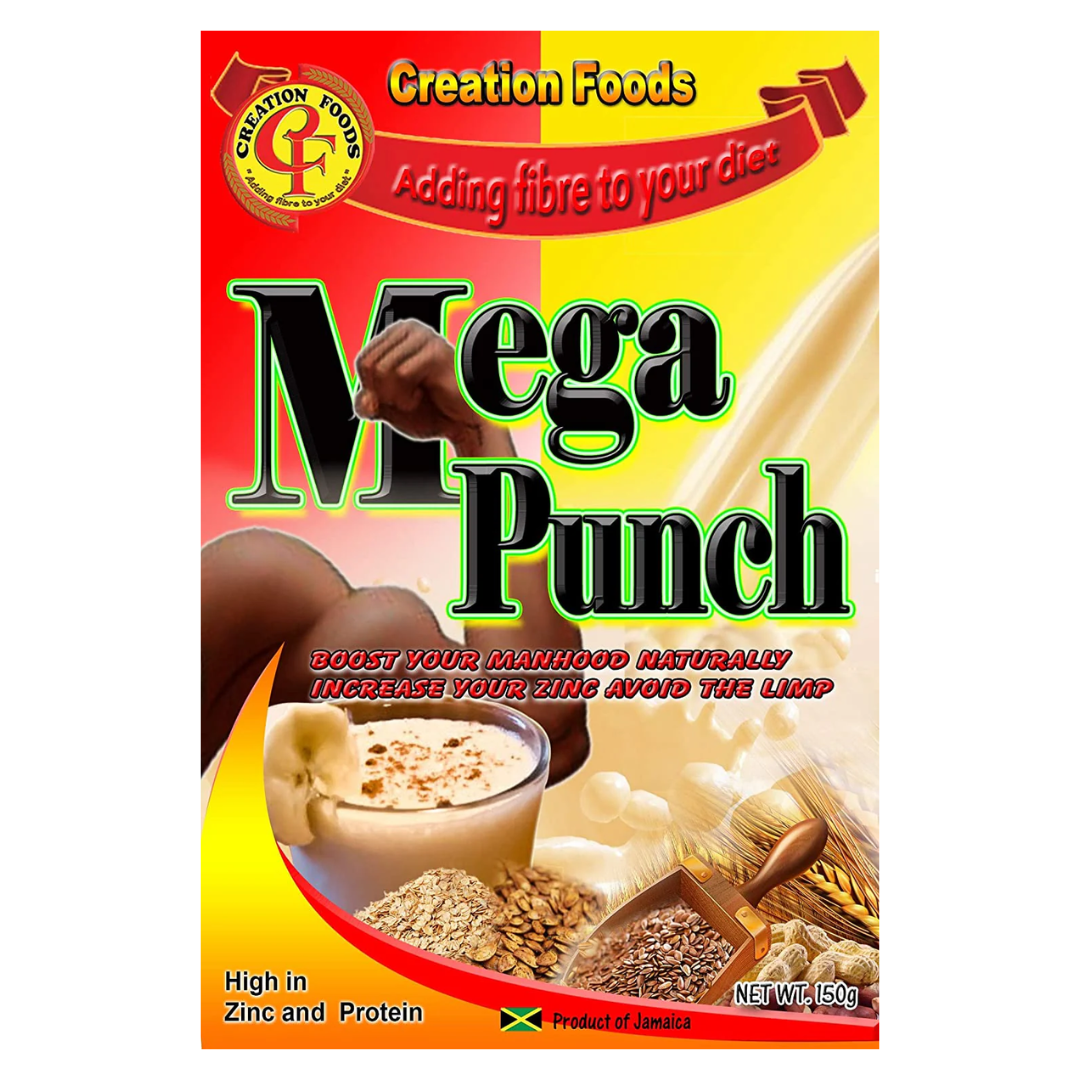 Mega Punch Jamaica's Finest Breakfast and Sports Men's Health Drink by Creation Foods (150 Grams) (3 Pack)