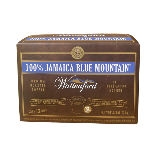 Wallenford 100% Jamaica Blue Mountain Coffee, K-Cup Pods, 12 Count