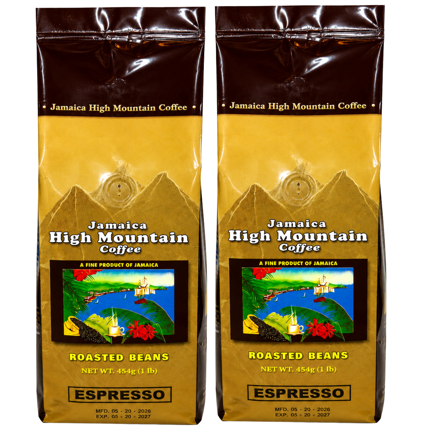 Jamaica High Mountain Coffee Espresso Beans 16oz Pack of 2  | 🇯🇲 Free Delivery from Jamaica • 7–15 Days Delivery