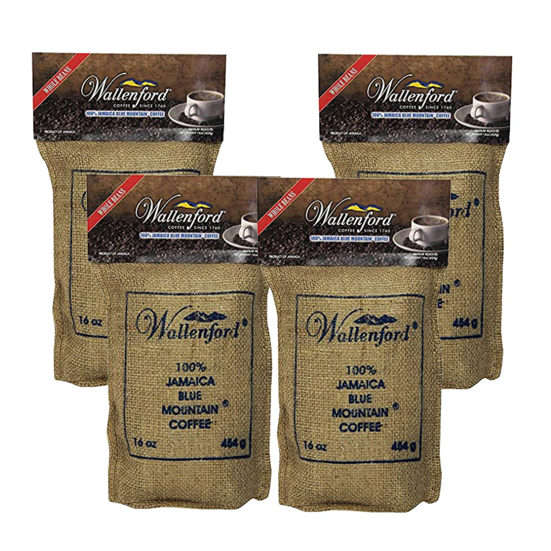 Wallenford Roasted Whole Bean 100% Jamaica Blue Mountain Coffee 16oz (FREE SHIPPING FROM JAMAICA)