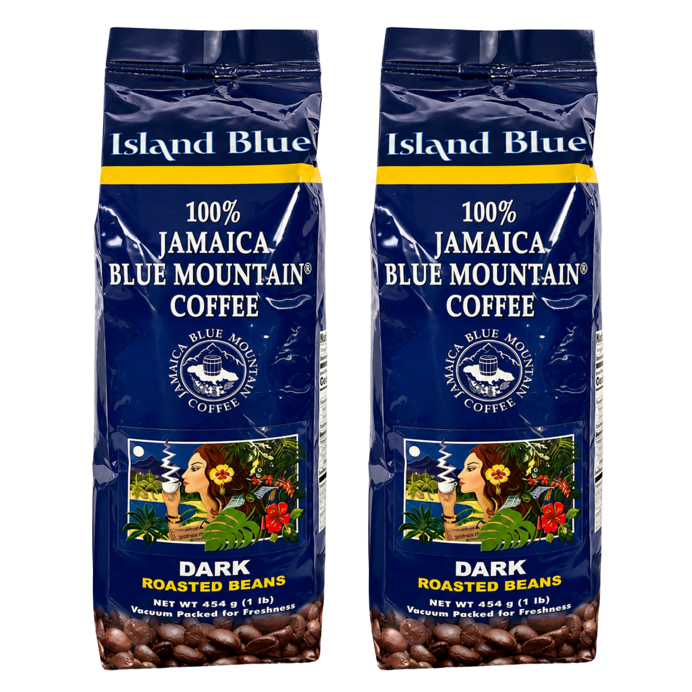 Island Blue 100% Jamaica Blue Mountain Coffee Dark Roast Beans 16oz Pack of 2  | 🇯🇲 Direct from Jamaica • 3–5 Days Delivery
