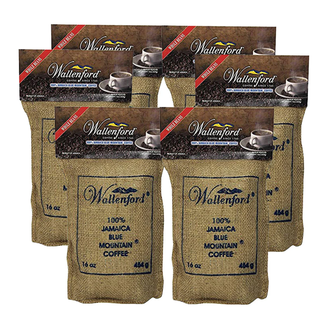 Wallenford Roasted Whole Bean 100% Jamaica Blue Mountain Coffee 16oz (FREE SHIPPING FROM JAMAICA)
