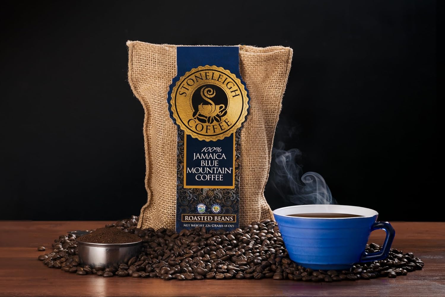 Stoneleigh Coffee Premium 100% Jamaican Blue Mountain Roasted Beans 16oz Pack of 3 (FREE SHIPPING FROM JAMAICA)