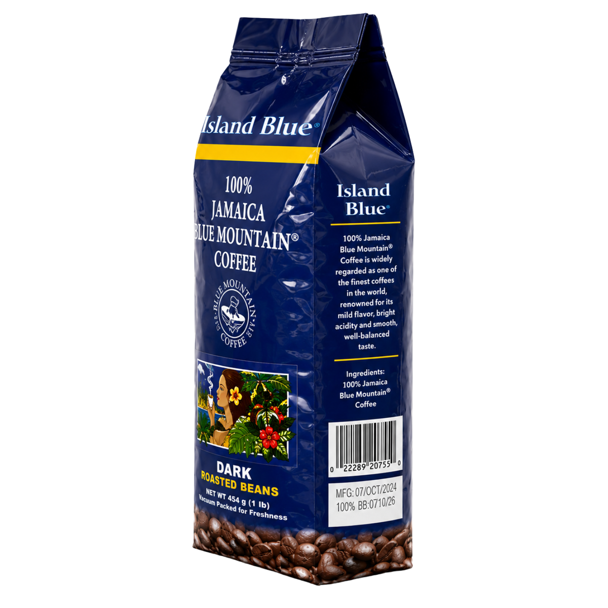 Island Blue 100% Jamaica Blue Mountain Dark Roast Coffee Beans 16oz | 🇯🇲 Free Delivery from Jamaica • 7–15 Days Delivery