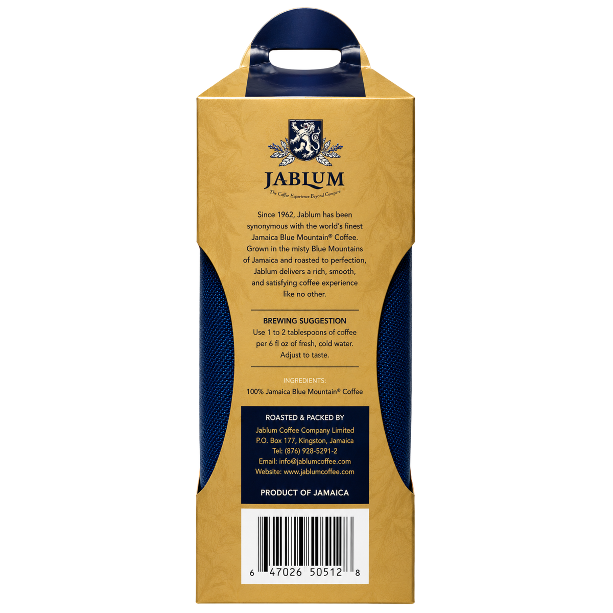 Jablum Gold Standard 100% Jamaica Blue Mountain Whole Beans Coffee 16oz | 🇯🇲 Free Delivery from Jamaica • 7–15 Days Delivery