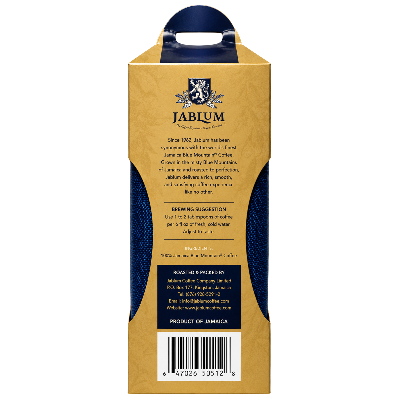 Jablum Gold Standard 100% Jamaica Blue Mountain Whole Beans Coffee 16oz | 🇯🇲 Free Delivery from Jamaica • 7–15 Days Delivery