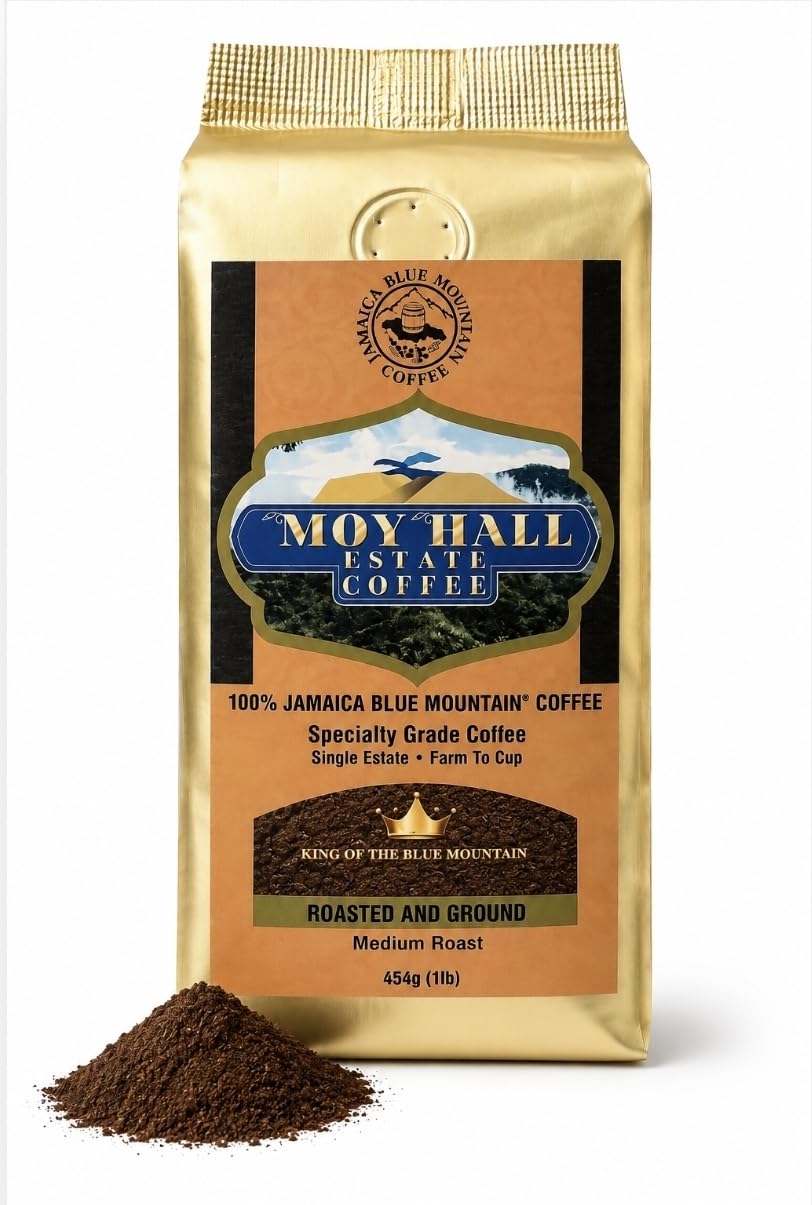 Moyhall Jamaica Blue Mountain Coffee Single Estate Special Reserve Grounds 16oz  | 🇯🇲 Free Delivery from Jamaica • 7–15 Days Delivery