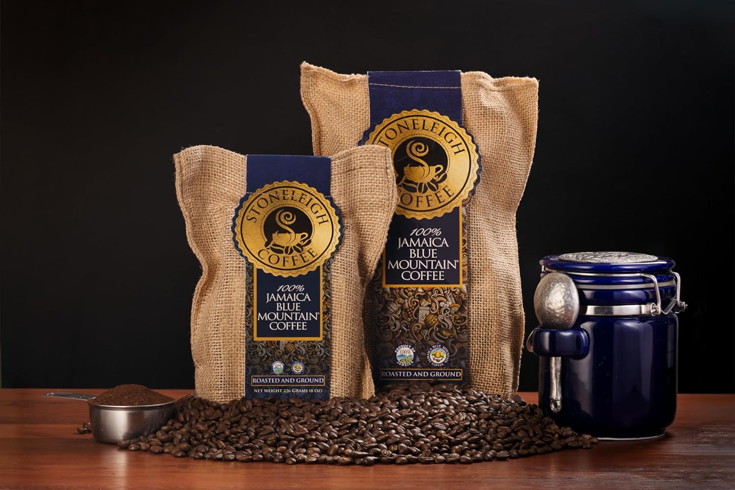 Stoneleigh 100% Jamaica Blue Mountain Coffee Ground 16oz Pack of 2 (FREE SHIPPING FROM JAMAICA)