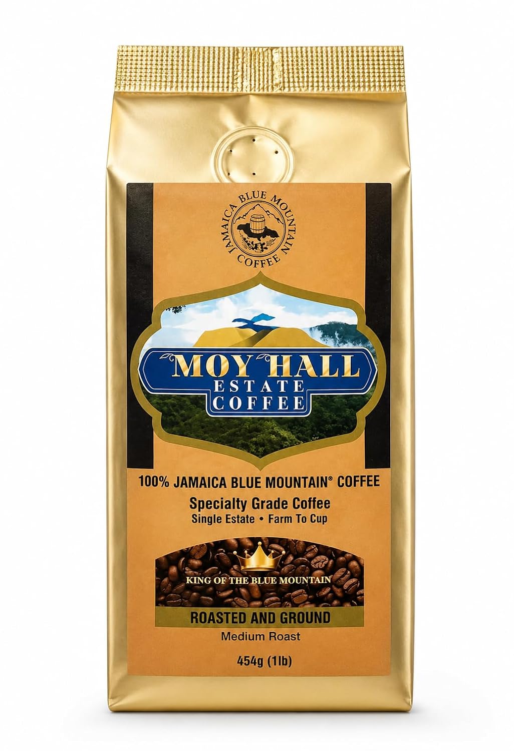 Moyhall Jamaica Blue Mountain Coffee Single Estate Special Reserve Grounds 16oz  | 🇯🇲 Free Delivery from Jamaica • 7–15 Days Delivery