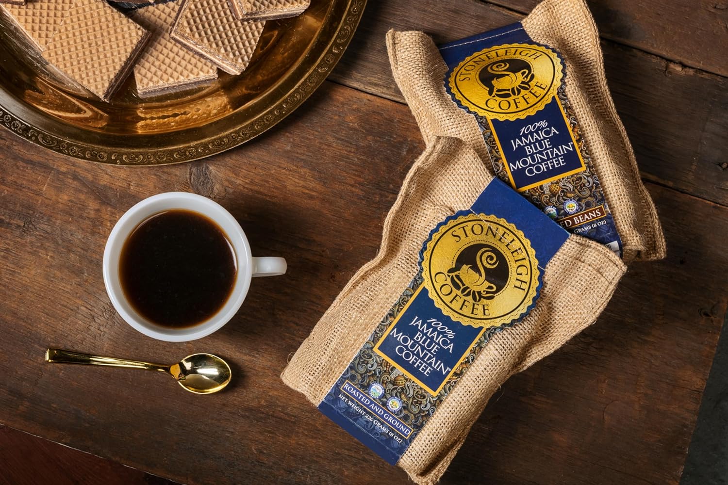 Stoneleigh Coffee Premium 100% Jamaican Blue Mountain Roasted Beans 16oz Pack of 3 (FREE SHIPPING FROM JAMAICA)