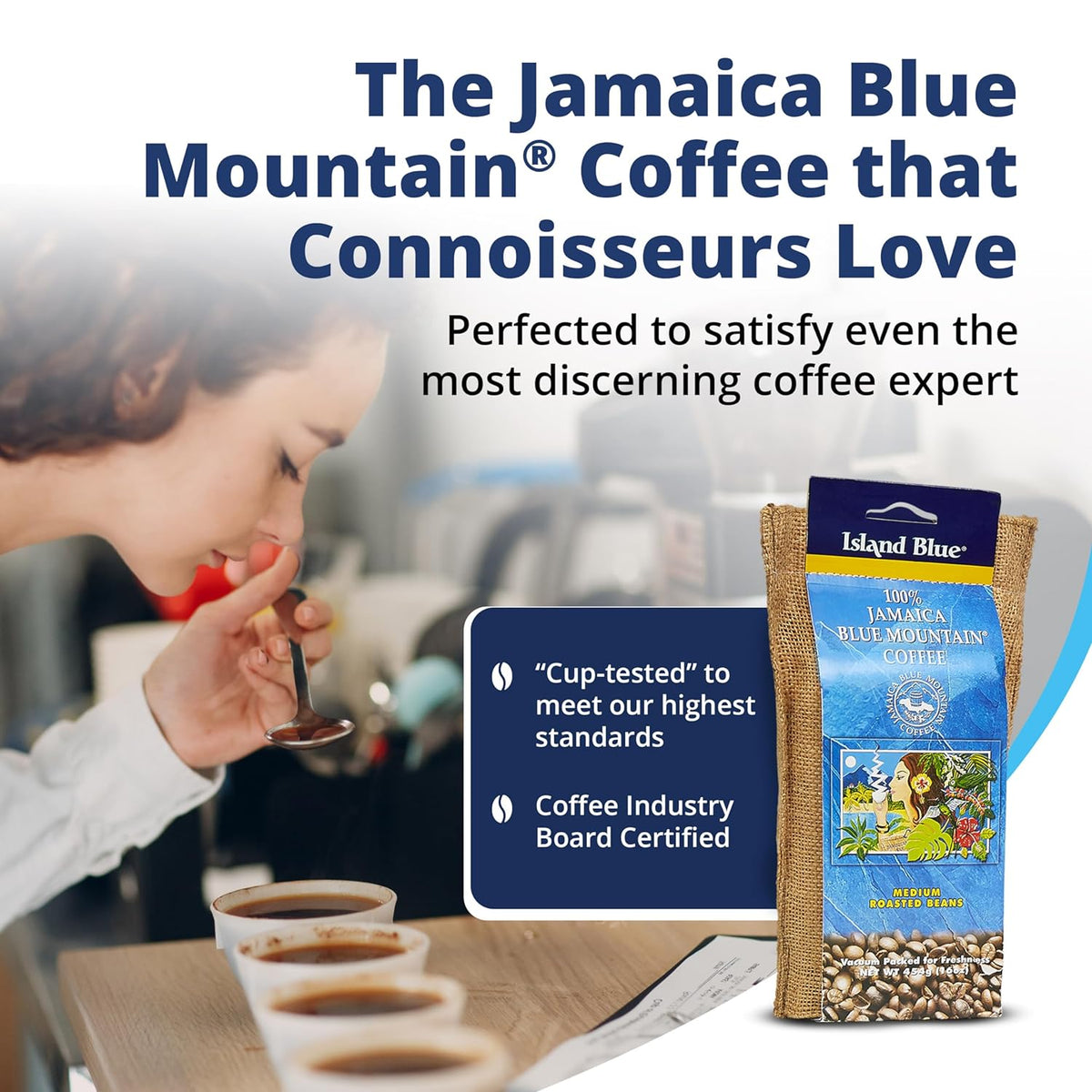 Island Blue Jamaica Blue Mountain Coffee, Medium Roast Whole Bean 16oz, Pack of 3, photo 4