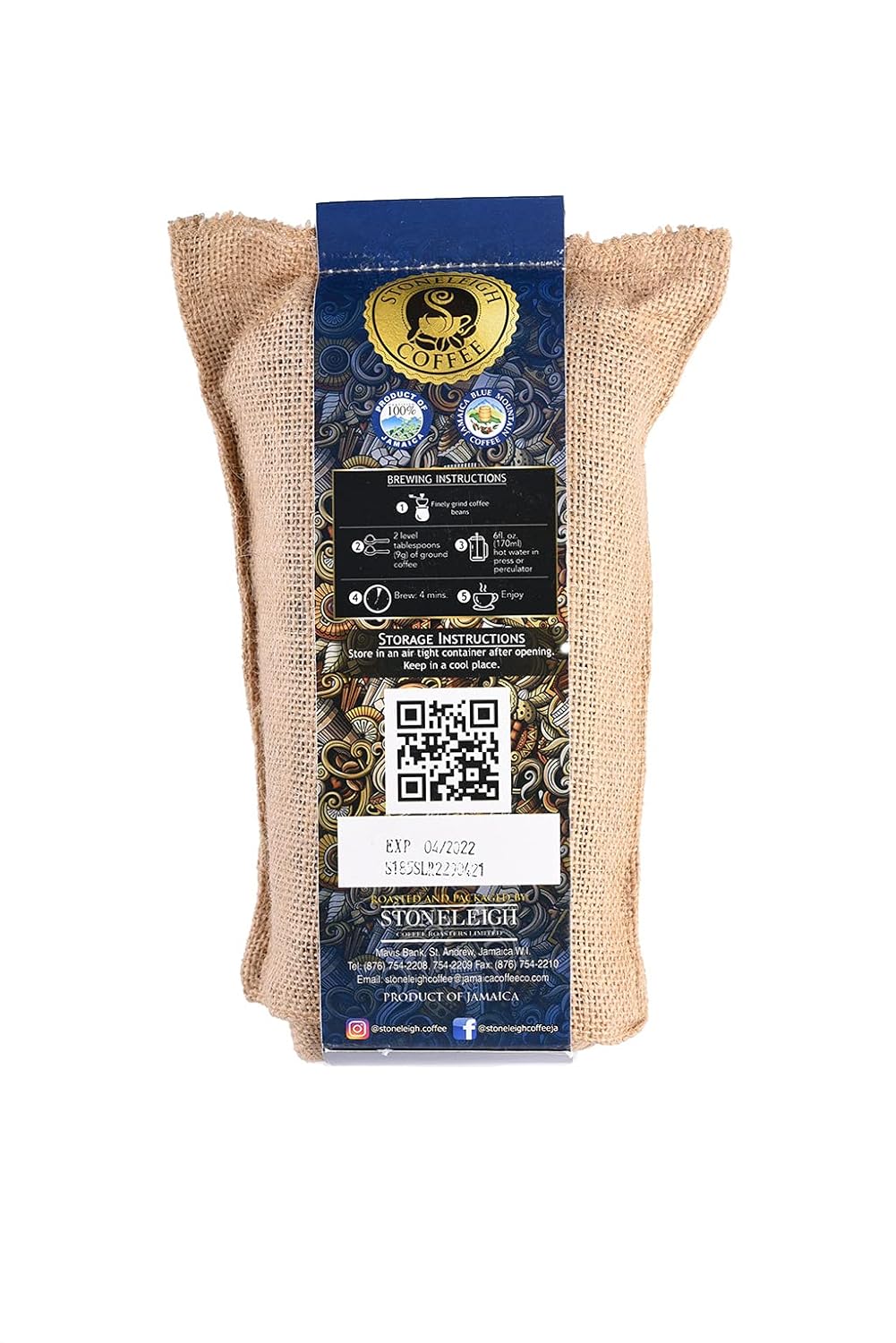 Stoneleigh Coffee Premium 100% Jamaican Blue Mountain Roasted Beans 16oz Pack of 5 (FREE SHIPPING FROM JAMAICA)