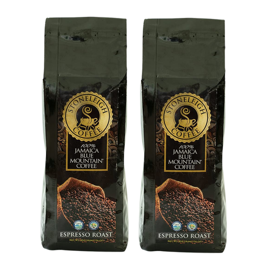 Stoneleigh 100% Jamaica Blue Mountain Coffee, Espresso Roast Whole Bean 16oz, Pack of 2