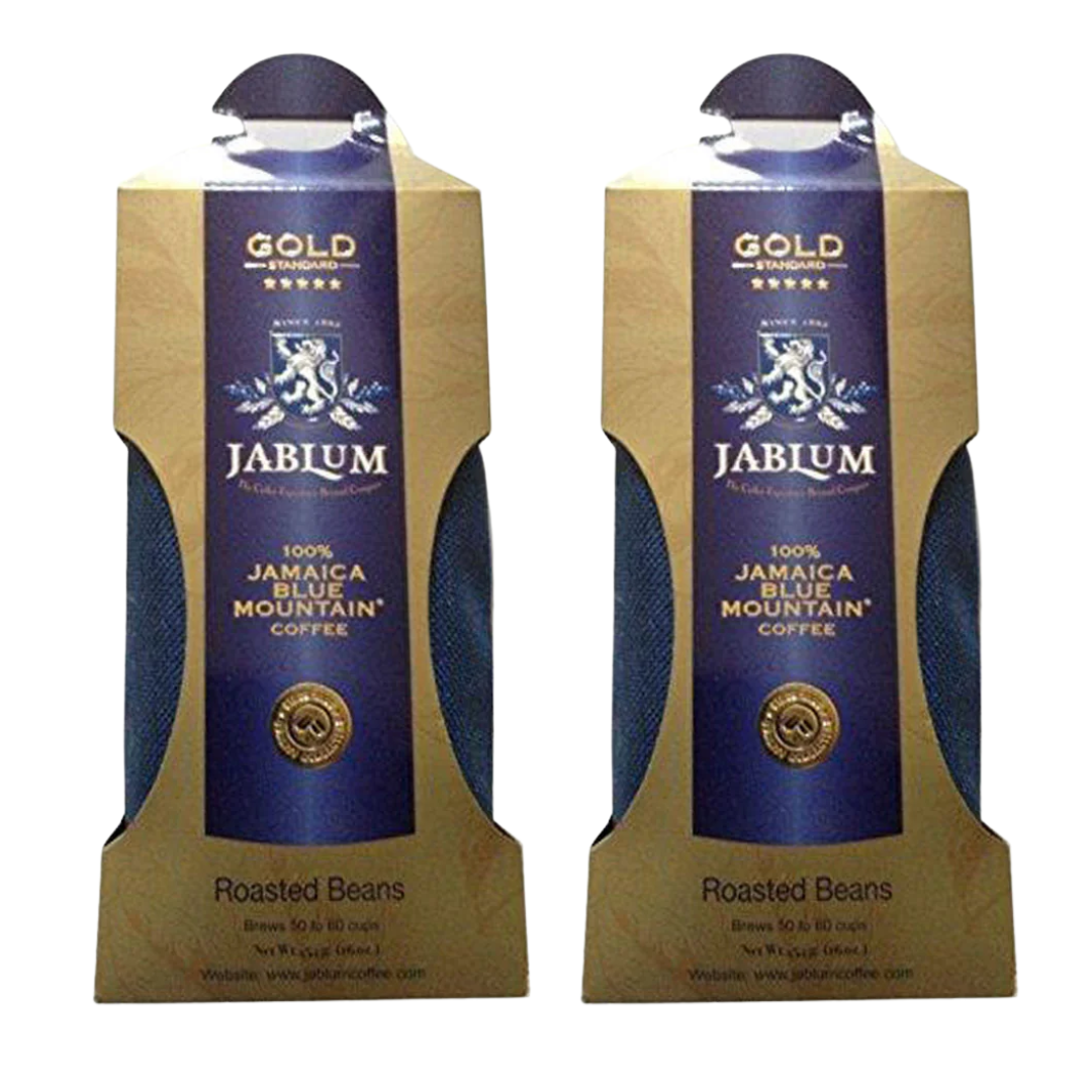 Jablum Gold Standard 100% Jamaica Blue Mountain Whole Beans Coffee 16oz Pack of 2