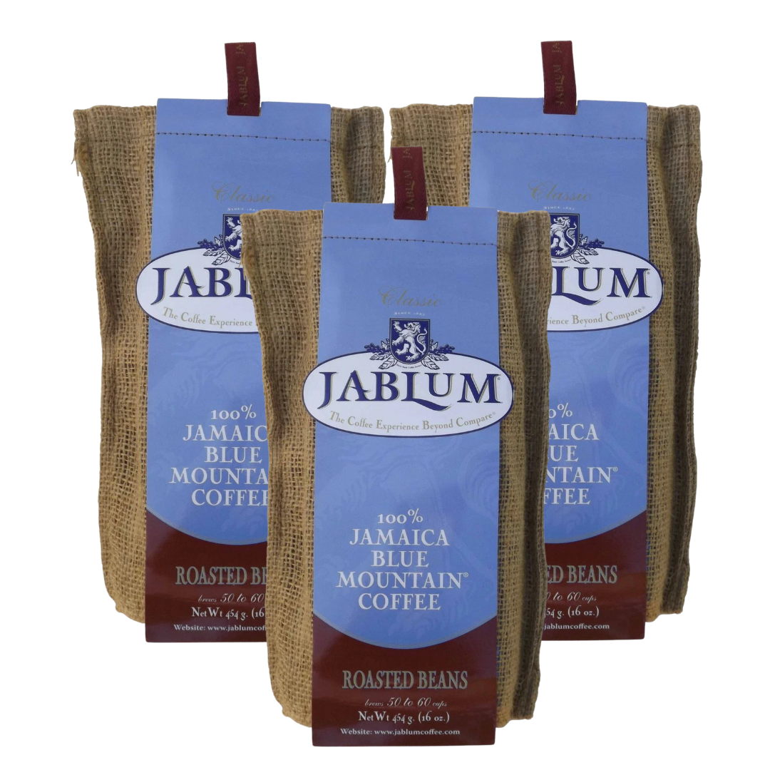 Jablum Jamaican Classic Roasted Whole Beans Coffee 16oz, Pack of 3 (FREE SHIPPING FROM JAMAICA)