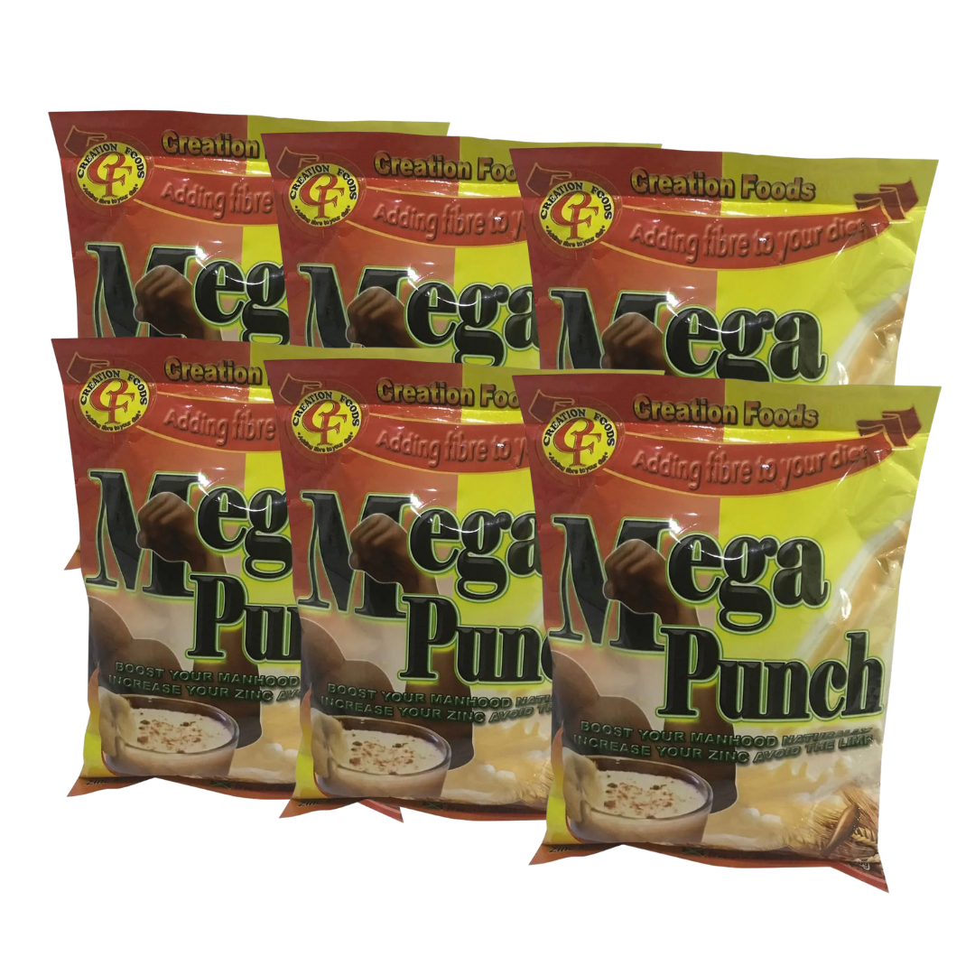 Mega Punch Jamaica's Finest Breakfast and Sports Men's Health Drink by Creation Foods (150 Grams) (6 Pack)
