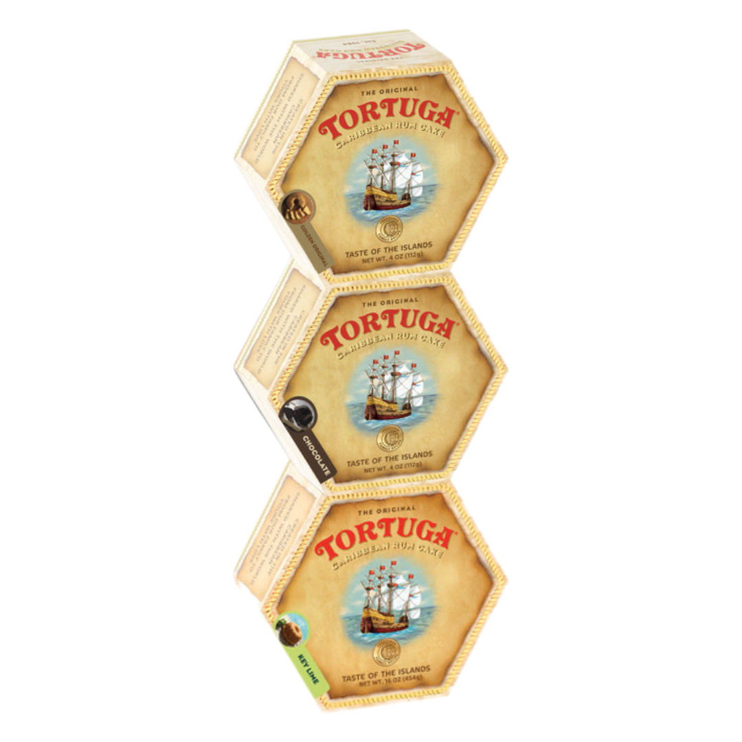Tortuga Caribbean Rum Cake Assortment 4oz Pack of 3 (Original, Chocolate, Keylime)