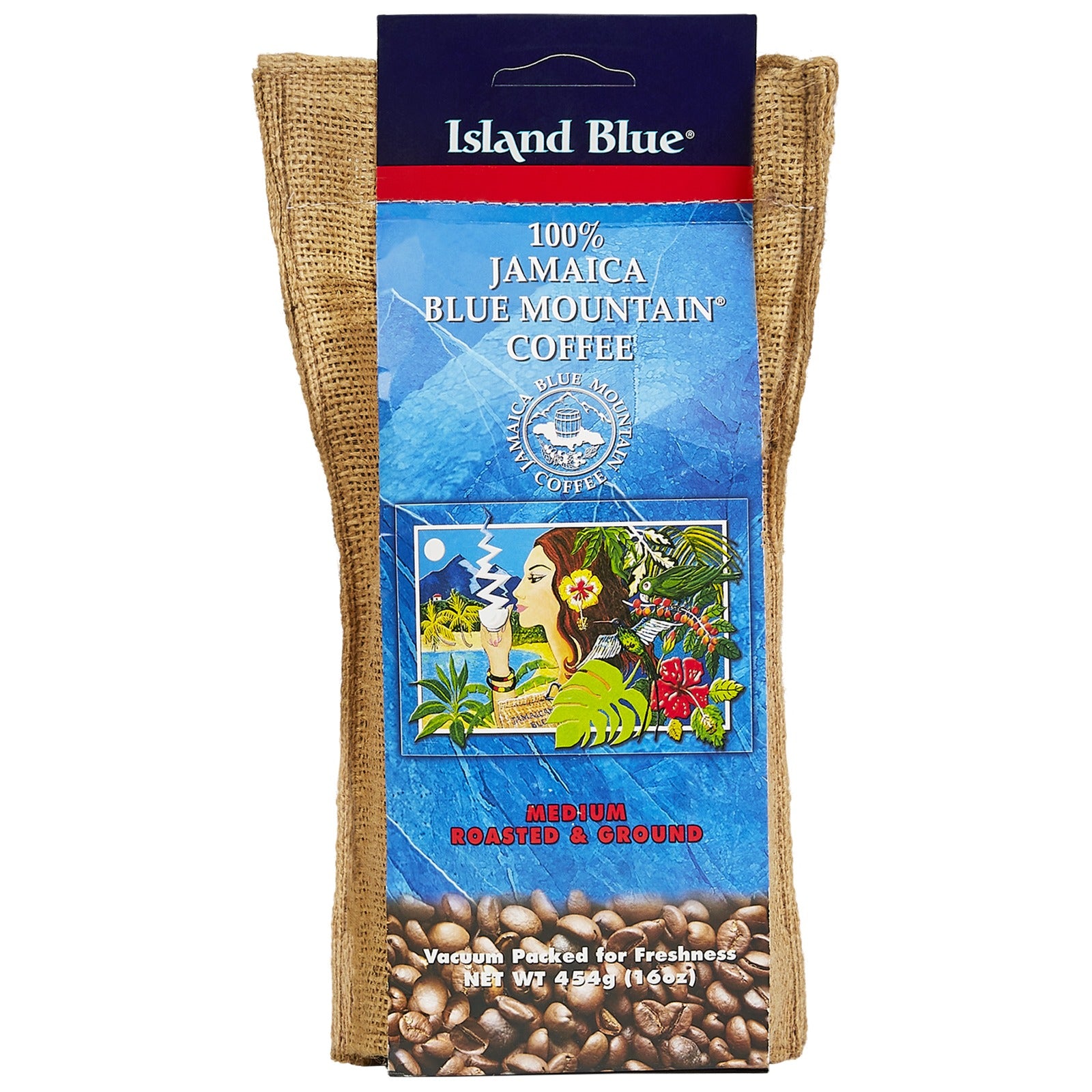 Island Blue 100% Jamaica Blue Mountain Coffee Grounds 16oz (FREE SHIPPING FROM JAMAICA)