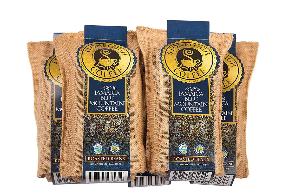 Stoneleigh Jamaica Blue Mountain Coffee, Whole Bean 16oz, Pack of 5