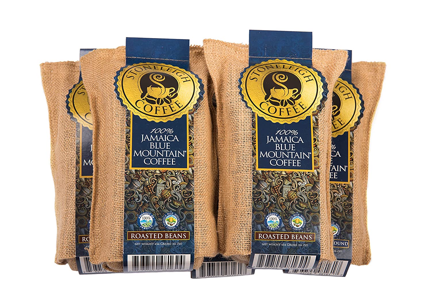 Stoneleigh Coffee Premium 100% Jamaican Blue Mountain Roasted Beans 16oz Pack of 5 (FREE SHIPPING FROM JAMAICA)