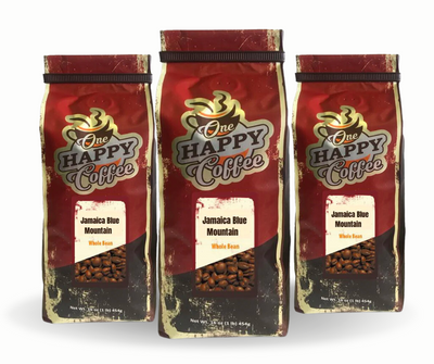 One Happy Coffee Jamaica Blue Mountain Freshly Roasted Whole Beans 16 Ounces (2 Pack) (Free Shipping)