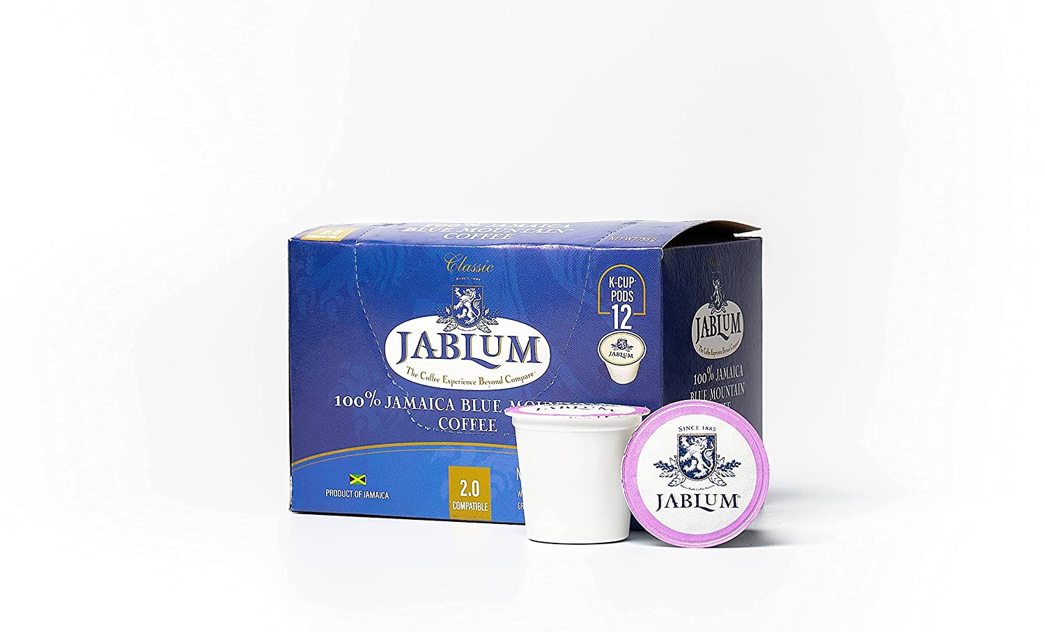 Jablum Jamaica Blue Mountain Single Serve Coffee Pods for K Cup Brewers 2.0, 12 Count