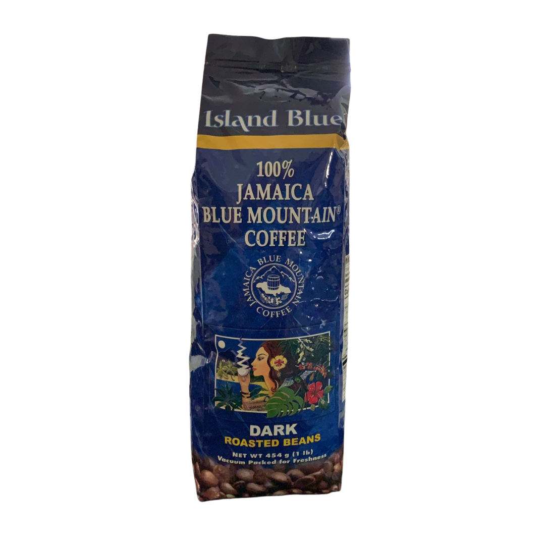 Island Blue 100% Jamaica Blue Mountain Dark Roast Coffee Beans 16oz Pack of 2