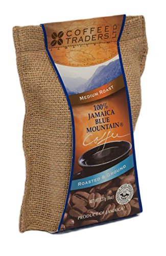 Coffee Traders One-hundred Percent Jamaica Blue Mountain Coffee with Certificate of Origin, Medium Roasted and Ground, 8 Ounce Bag