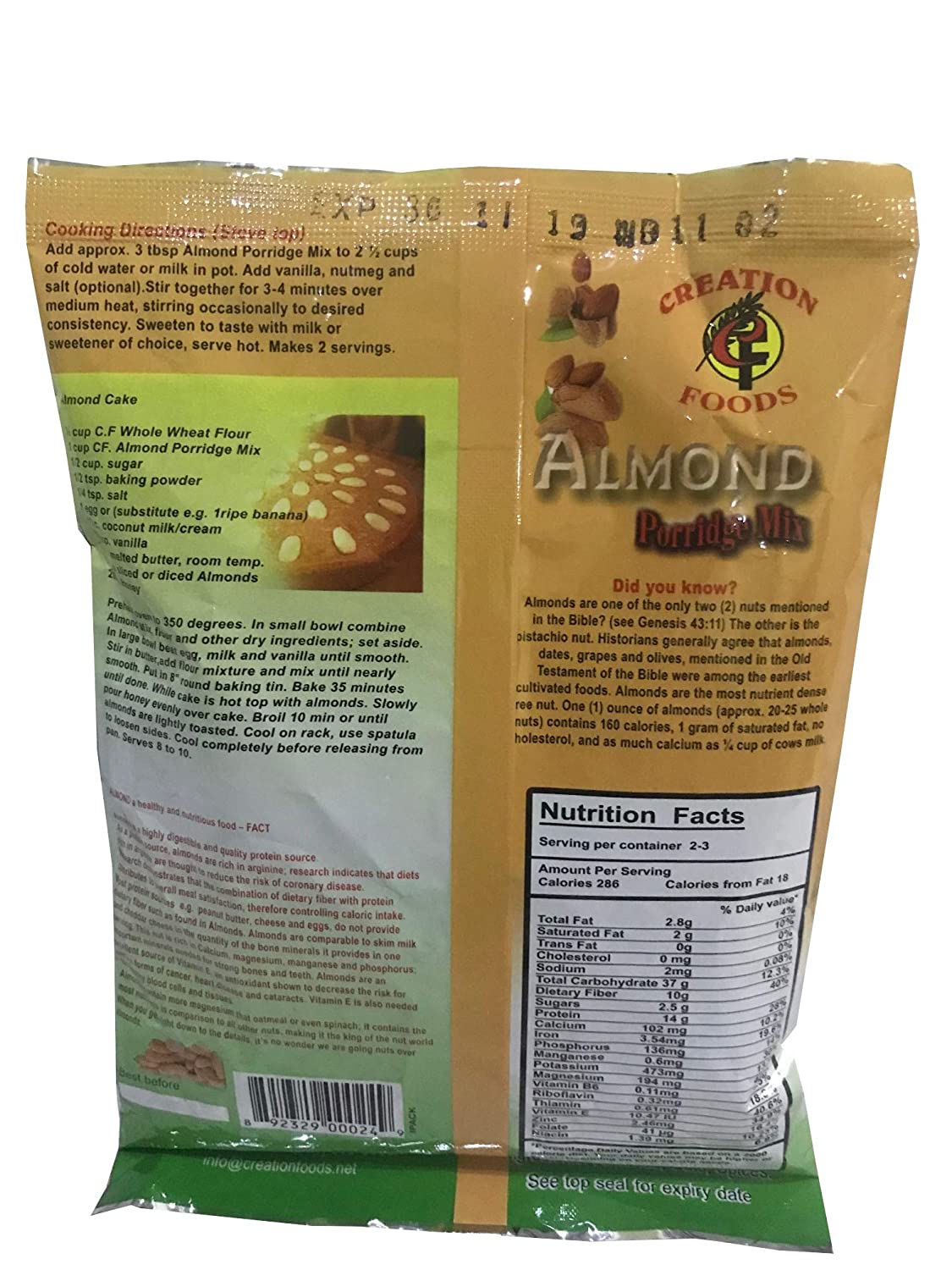 Jamaican Almond Porridge Mix Morning Cereal Pack of 3