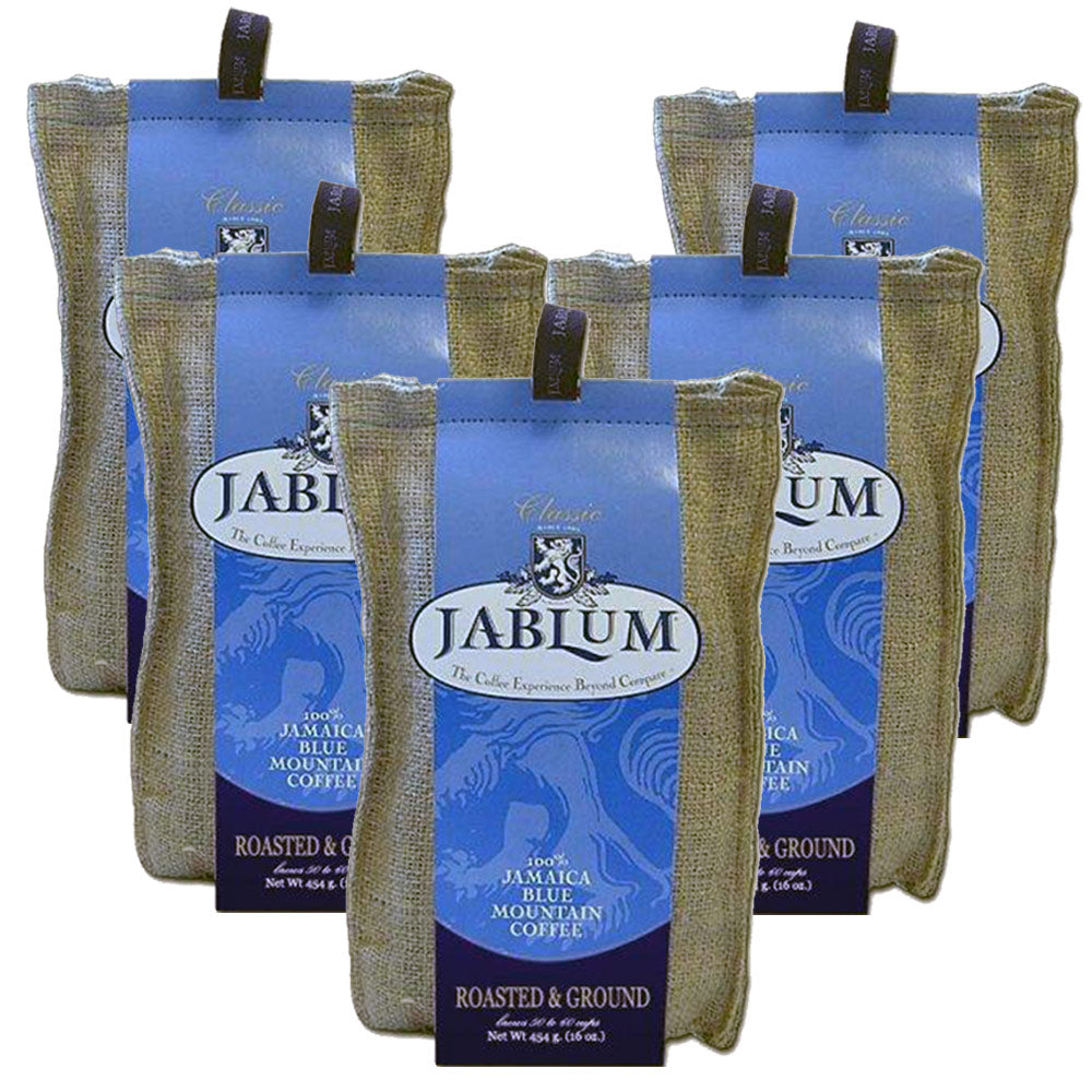 Jablum 100% Jamaica Blue Mountain Coffee Ground 16oz Pack of 5 (FREE SHIPPING FROM JAMAICA)