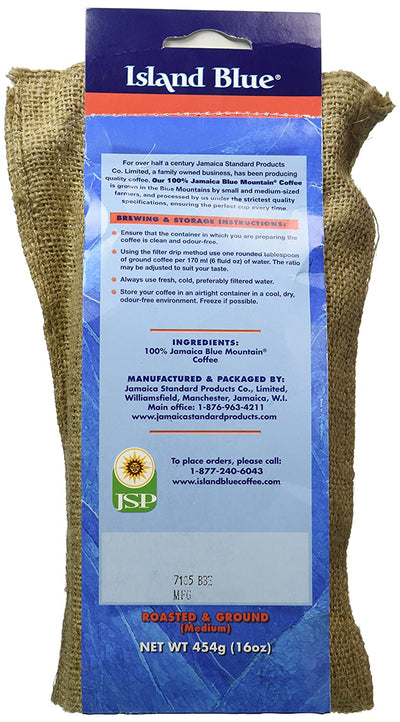 Island Blue -100% Jamaica Blue Mountain Coffee Grounds (3-16oz bags) (FREE SHIPPING)