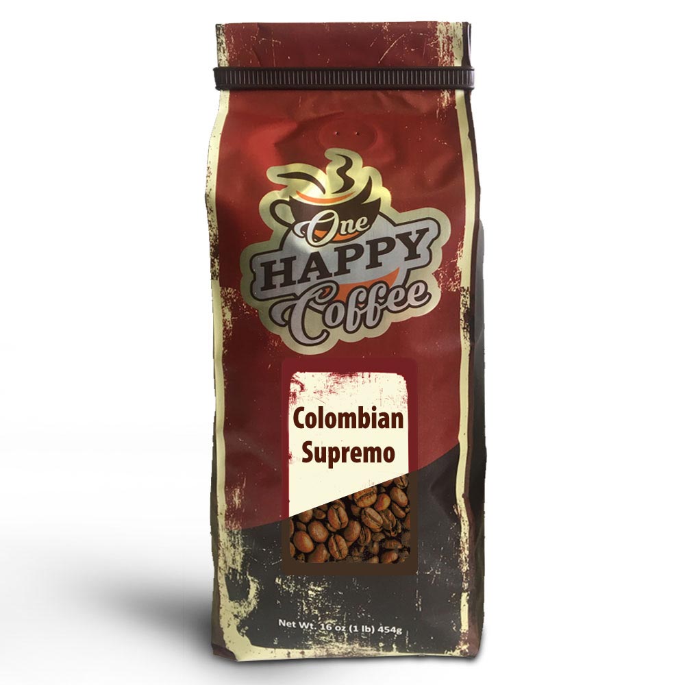 One Happy Coffee Colombian Supremo Whole Beans 16oz