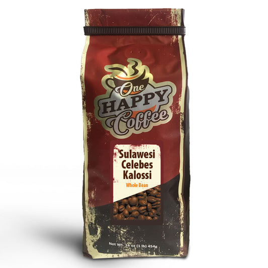 One Happy Coffee Sulawesi Celebes Kalossi Whole Beans 16oz
