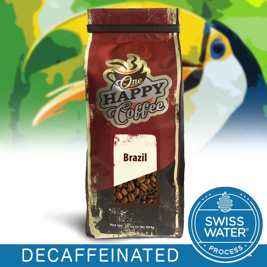 One Happy Coffee Decaf Brazil Whole Beans 16oz