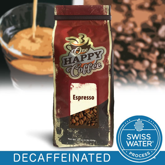 One Happy Coffee Decaf Espresso Whole Beans 16oz
