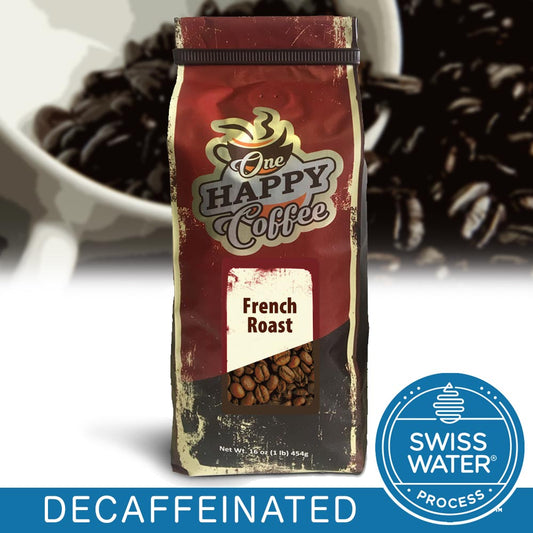 One Happy Coffee Decaf French Roast Whole Beans 16oz