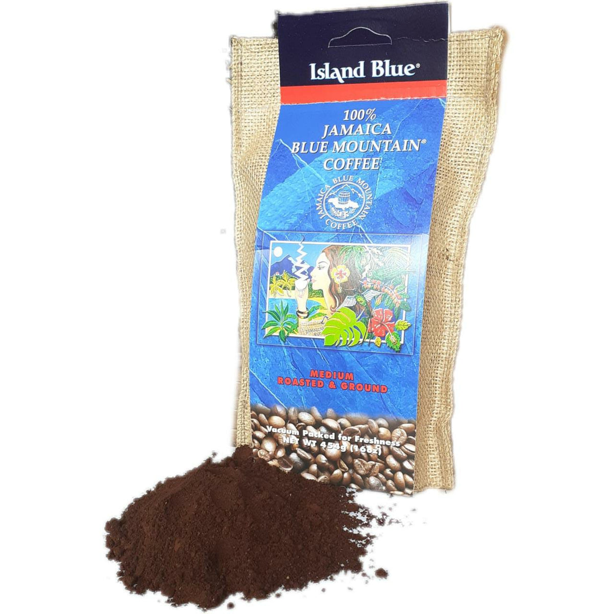 Island Blue 100% Jamaica Blue Mountain Coffee Grounds 16oz Pack of 3 (FREE SHIPPING FROM JAMAICA)